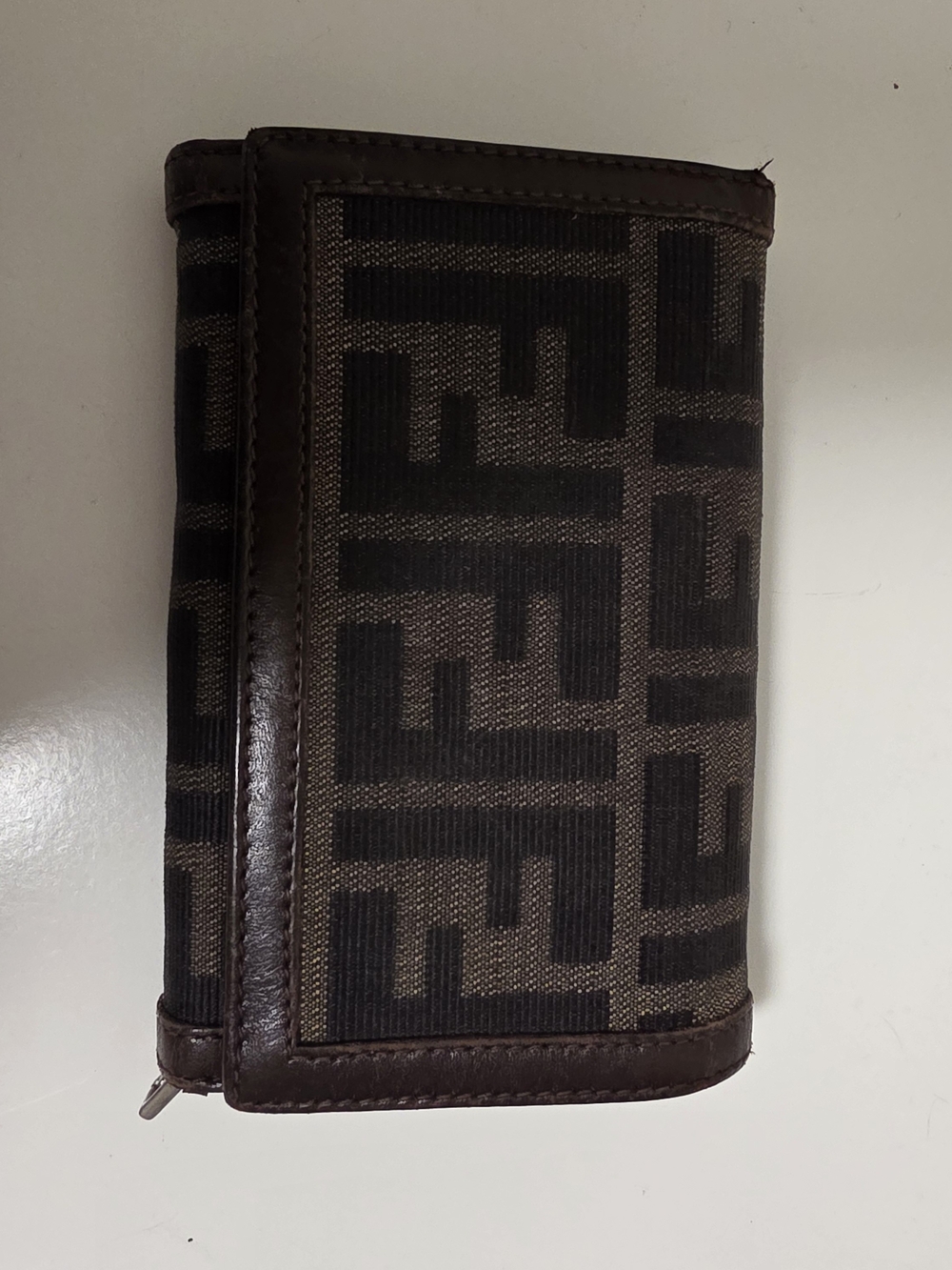 Fendi Zucca Brown Patterned Men's Wallet - Leather Trim
